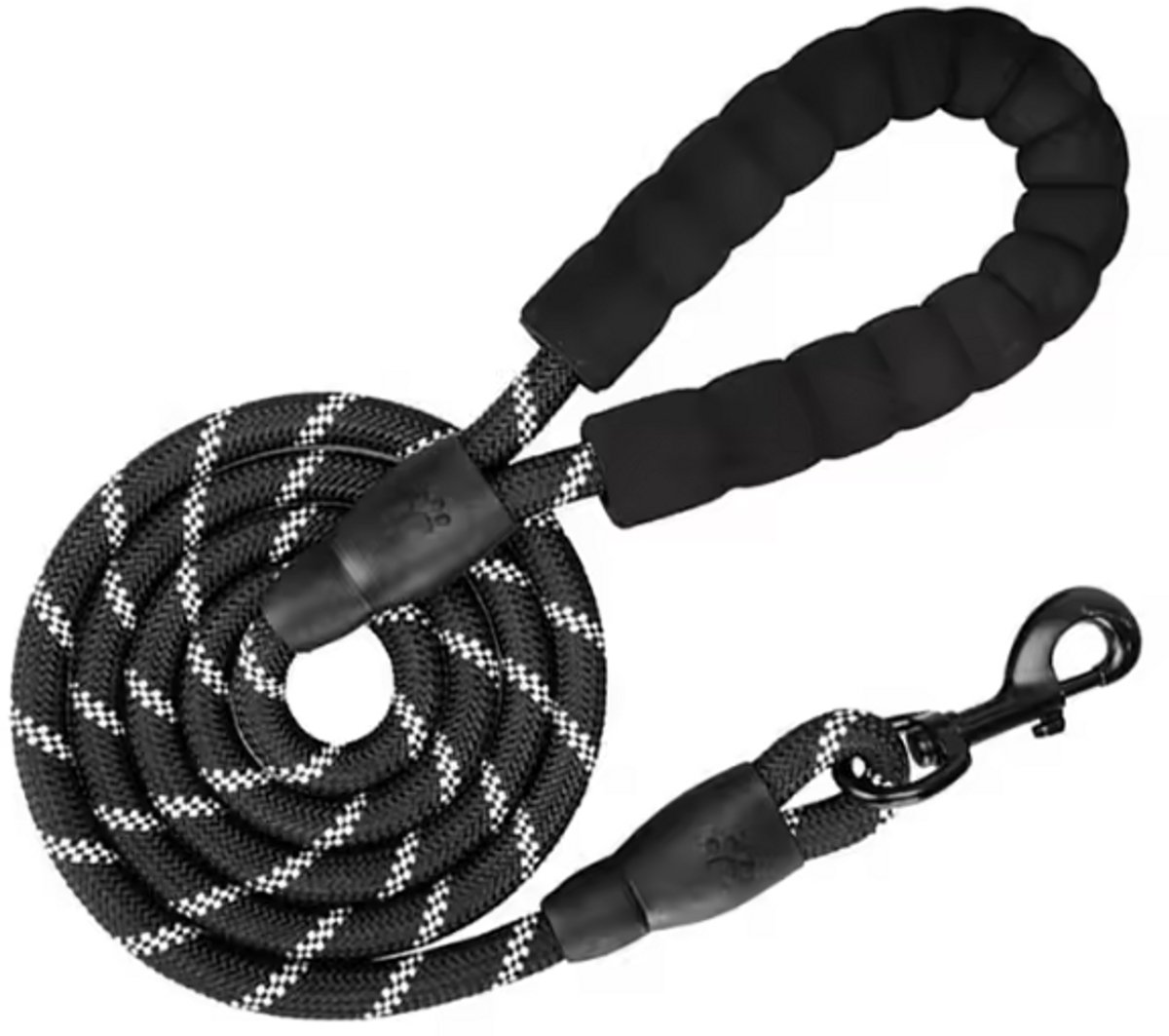 Rieba® Hondenriem 3 meter – Reflecterend - Sleeplijn – Speurlijn - Hondenlijn – Looplijn – Riem Hond - 1.2 cm Breed – Nylon - Zachte Handgreep - Sterk & Duurzaam – Zwart
