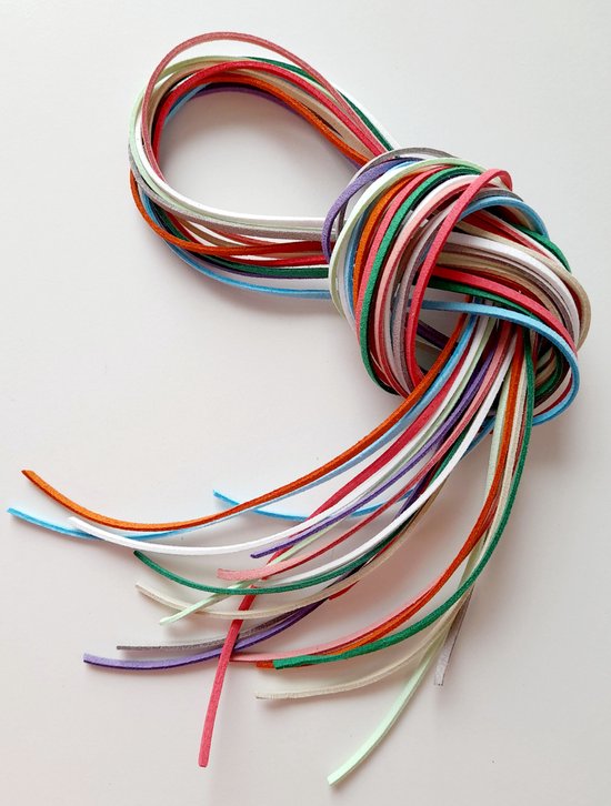 Lila en Koraal Suede Koord van 9 Meter