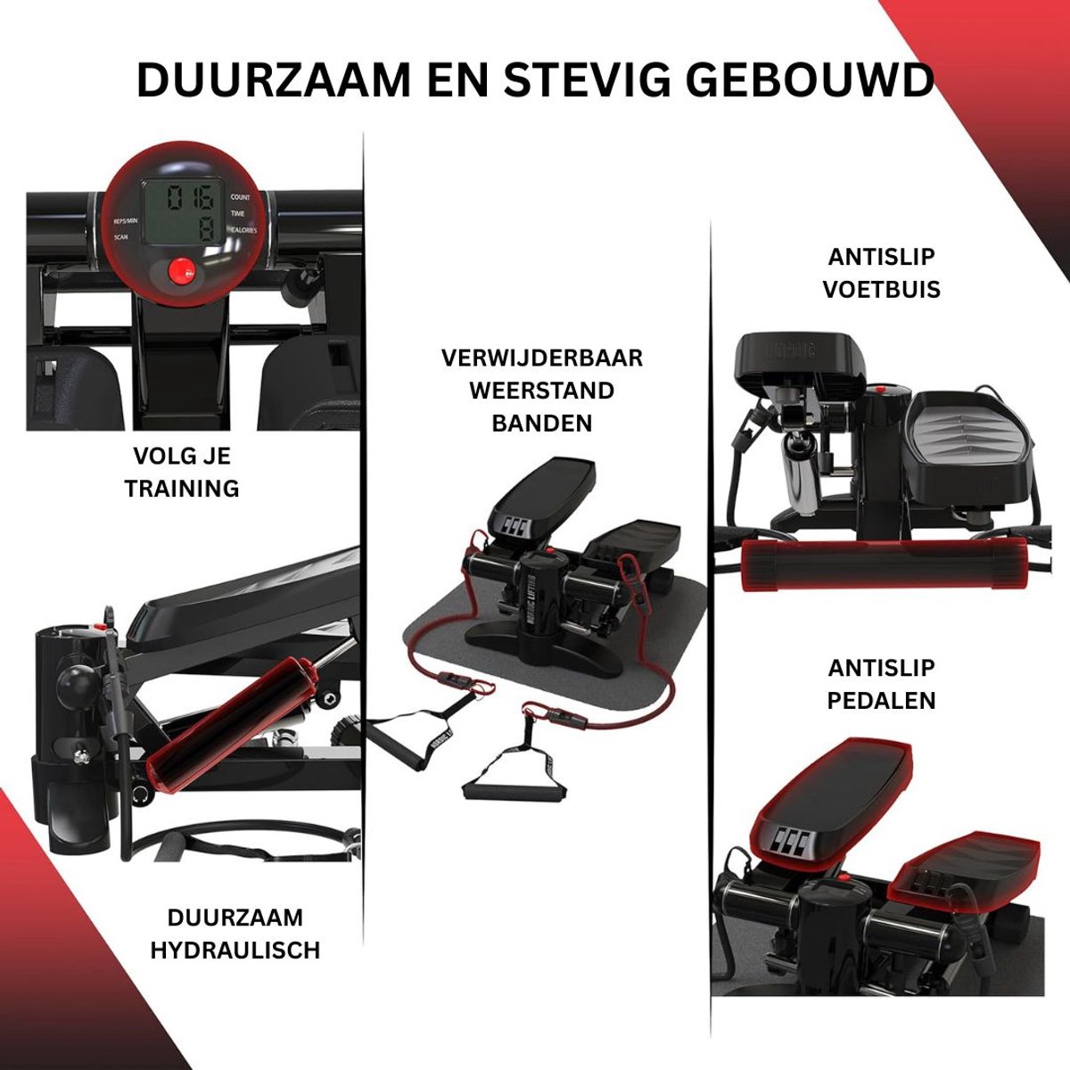 Afbeelding 2 van CRLYN® Stepper Fitness - Hometrainer - Crosstrainer Mini - Zwart