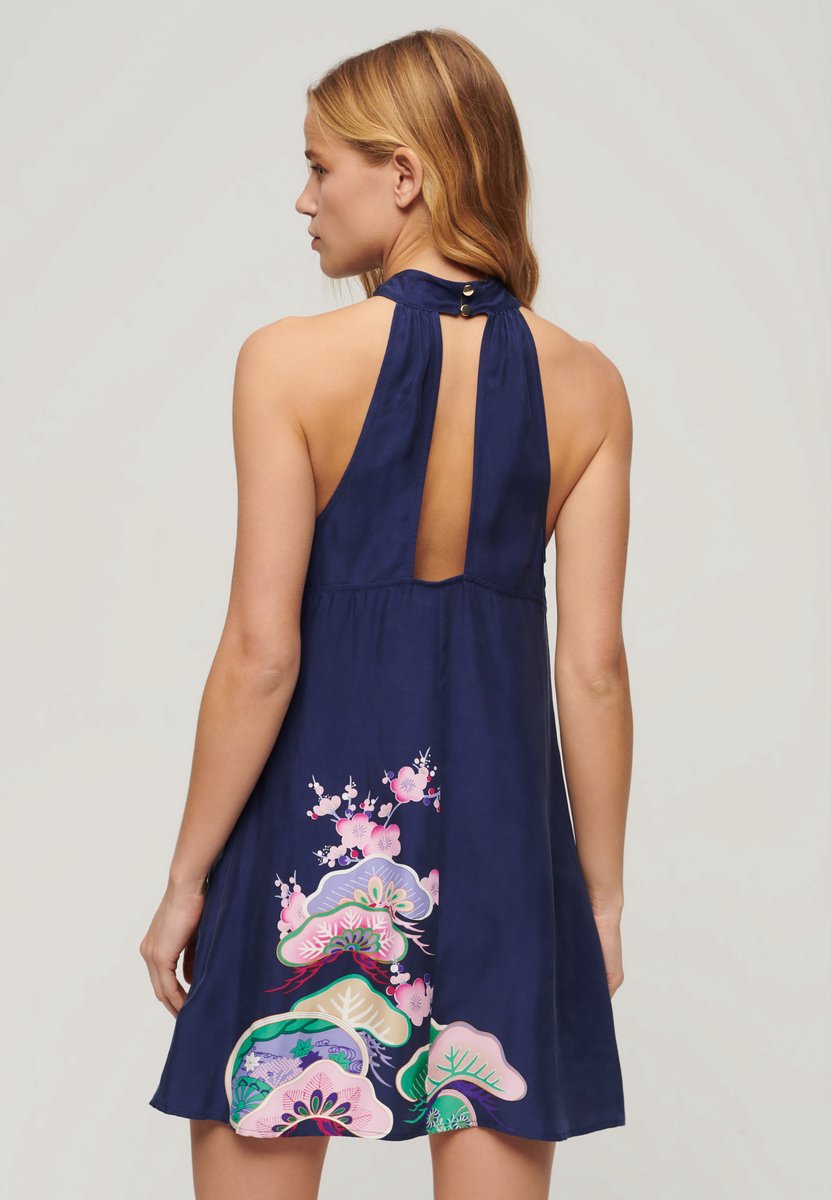 Superdry Mouwloze mini-jurk met print Dames Jurken Marineblauw