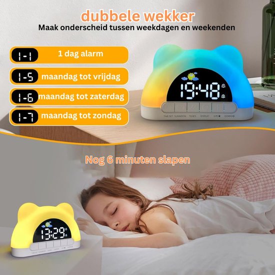 CRLYN® Slaaptrainer Kinderen - Kinderwekker - Slaapwekker - Digitale wekker - Wit van CRLYN — afbeelding 3