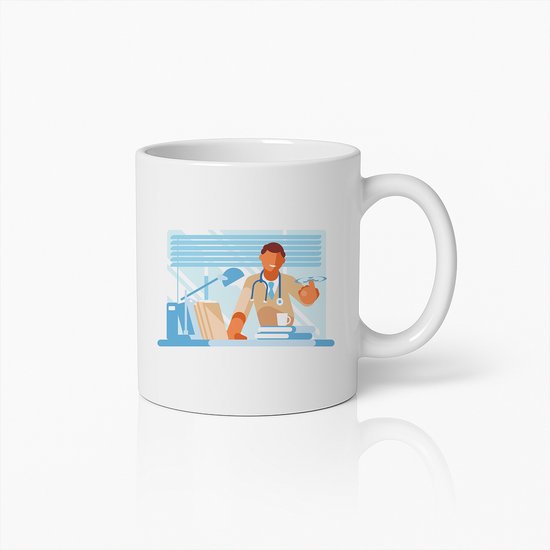 Dokter aan het Werk Beker – Professionele Medische Illustratie – Perfect Cadeau voor Zorgverleners & Medische Studenten – Keramische Koffiemok
