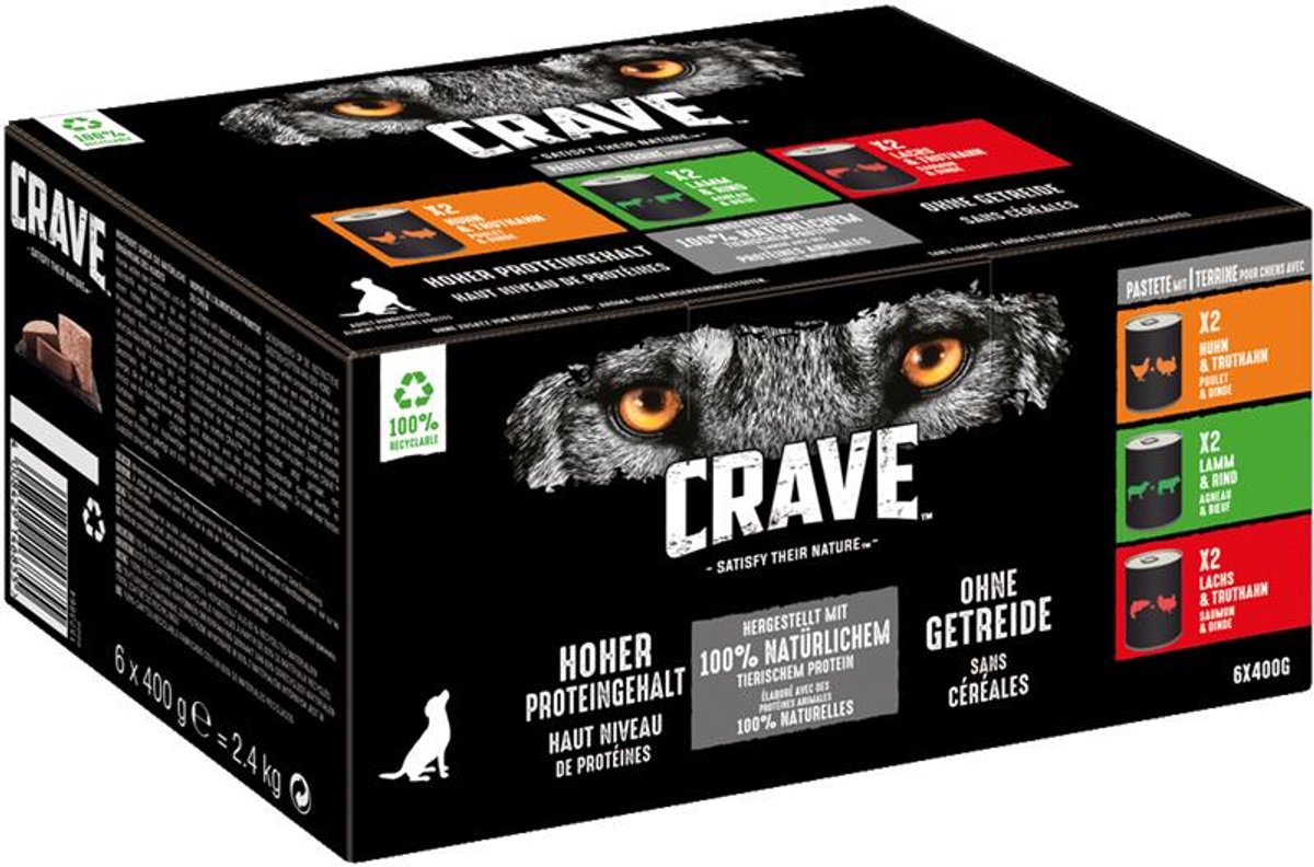 Mars Crave Dog Gemengde Paté 6 x 400 g Multipack - Multipack