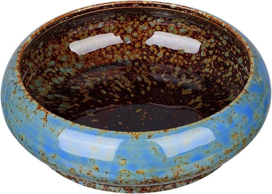 Allecto Plus - Jardinière en céramique d'intérieur/extérieur - Pot décoratif pour bonsaï - Fleur de cactus - Contenant rond - Couleur aléatoire