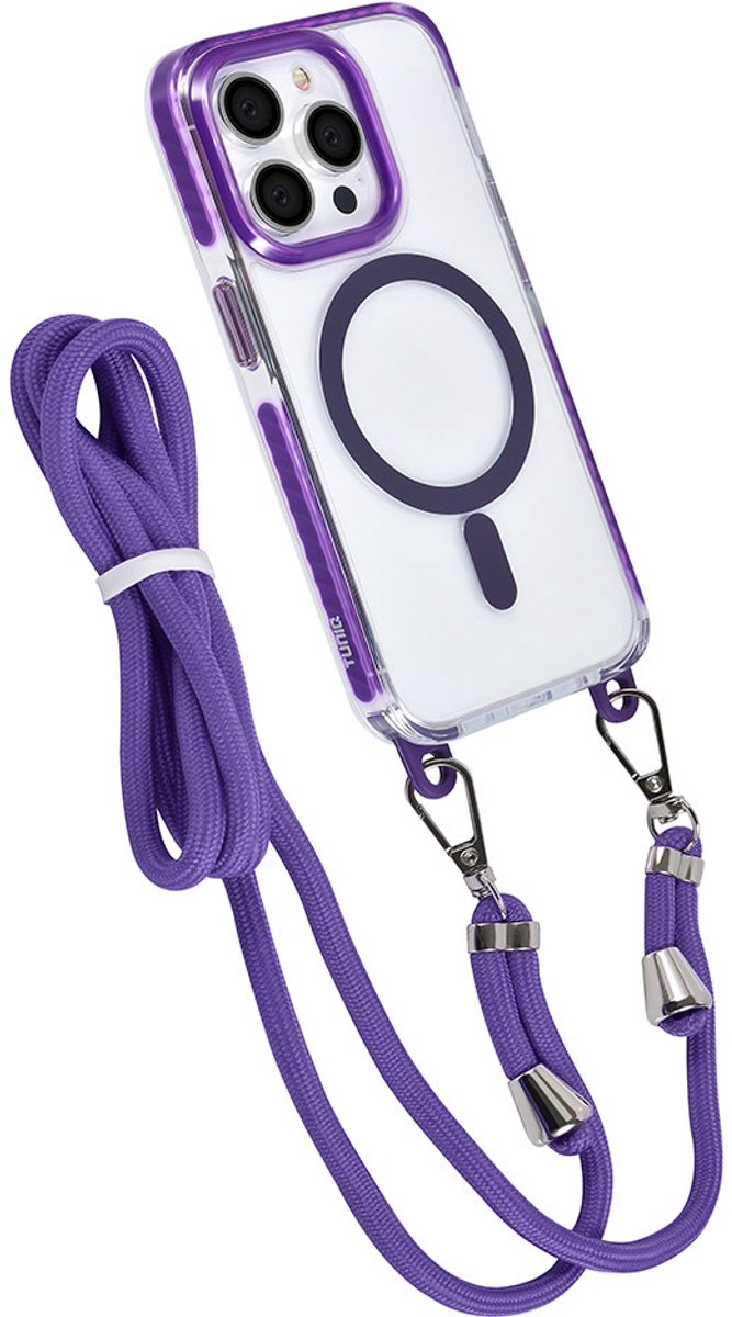TUNIQ Back cover - iPhone 14 Pro - Paars - MagSafe-ring - Inclusief nekkoord