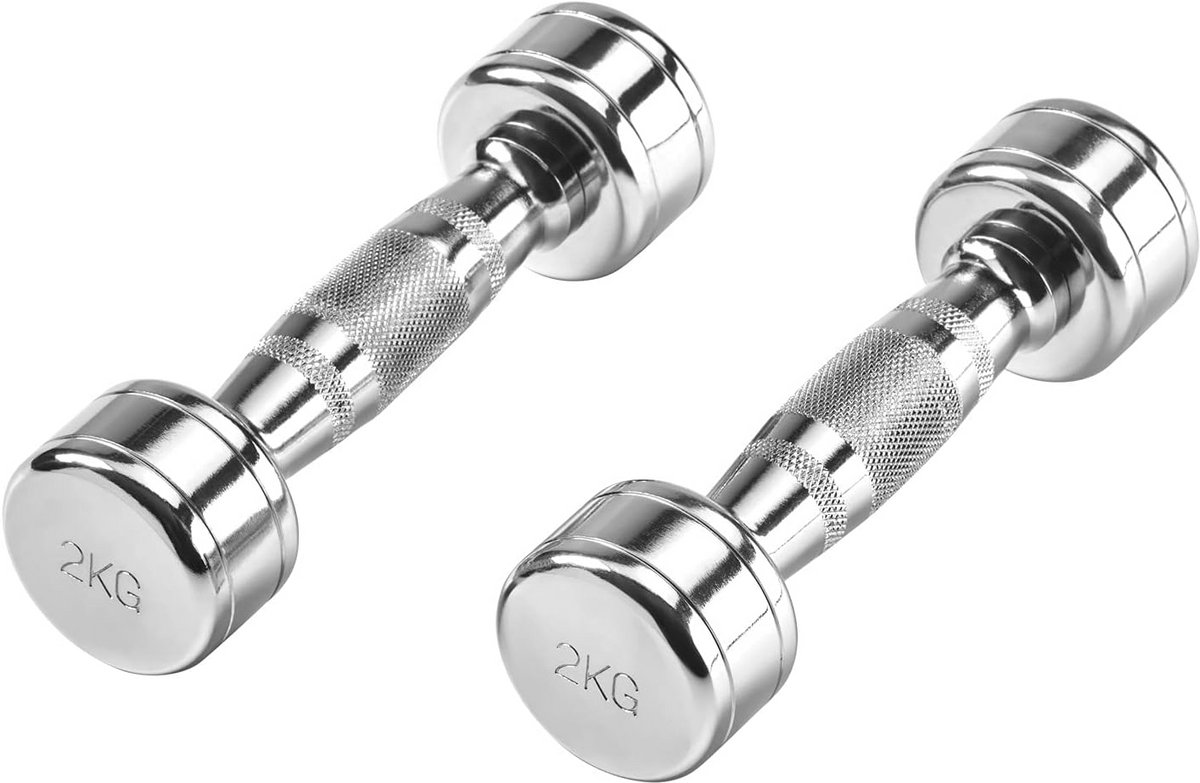 Chromen Korte Halters - Hoogglans Gepolijst Staal met Ergonomische Grip - Voor Krachttraining in Diverse Gewichten