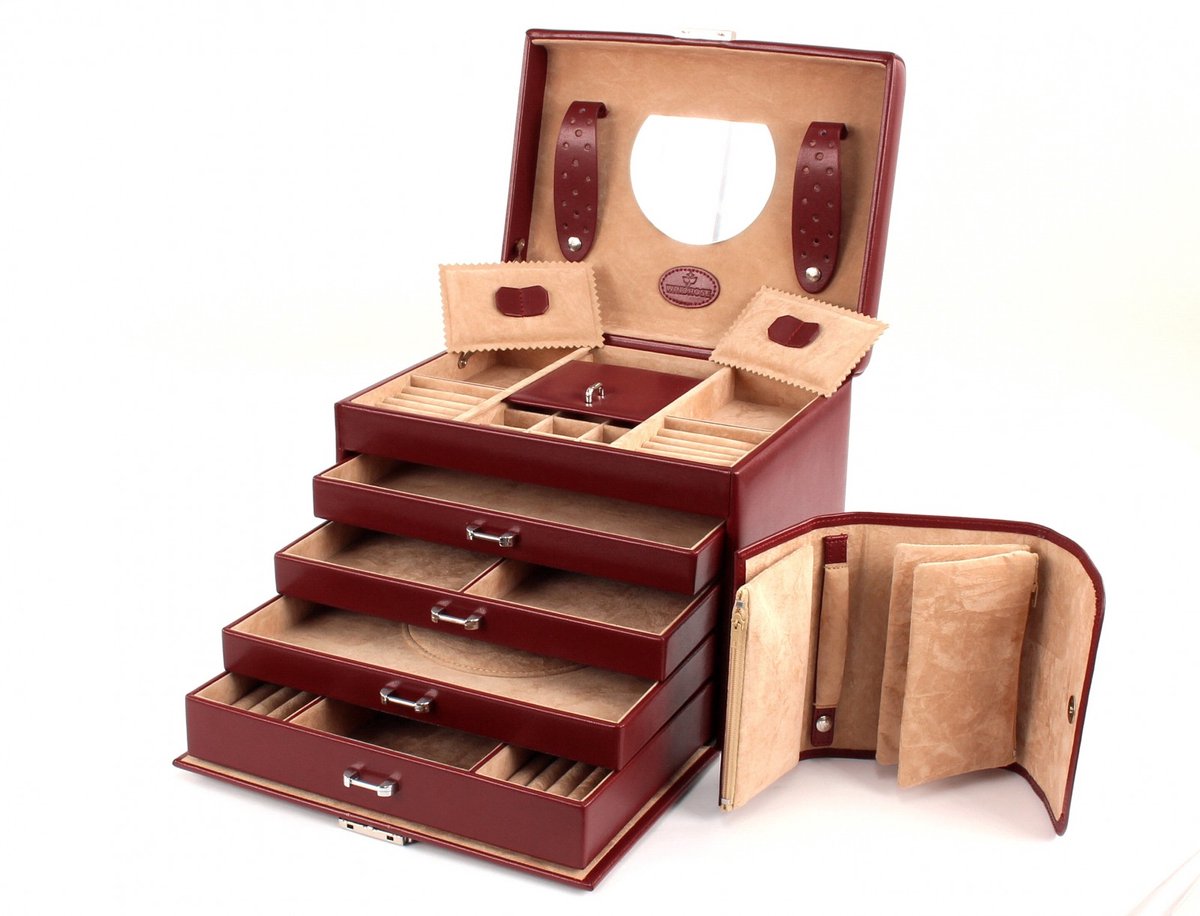 WINDROSE Sieradendoos Merino Moda Jewelry Box Red Wijnrood
