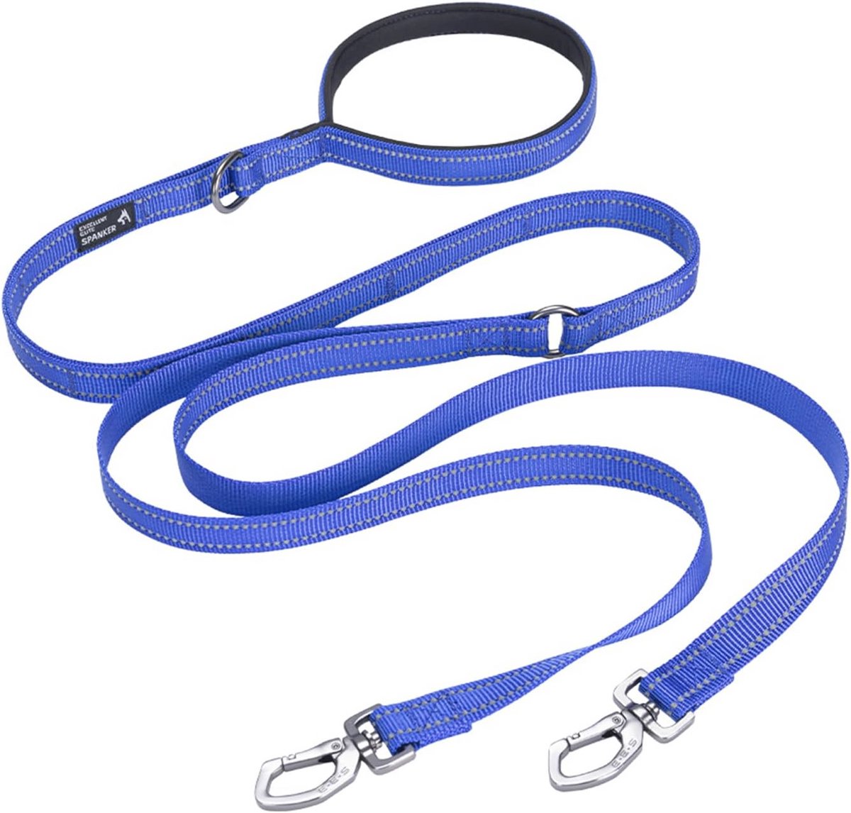 Reflecterende nylon hondenriem voor twee honden - Meervoudige hondenriem met gevoerde handgreep voor training en hardlopen