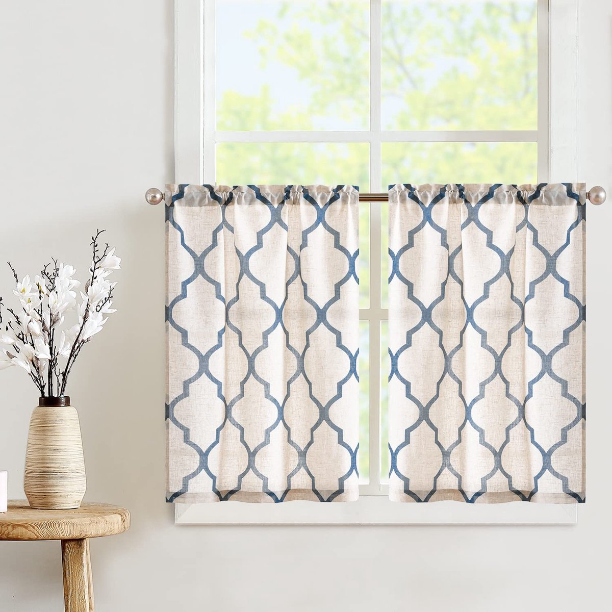 Ibenzoa Elegant Geometrisch Design Gordijnen voor Privacy en Stijl in Uw Kamer blauw