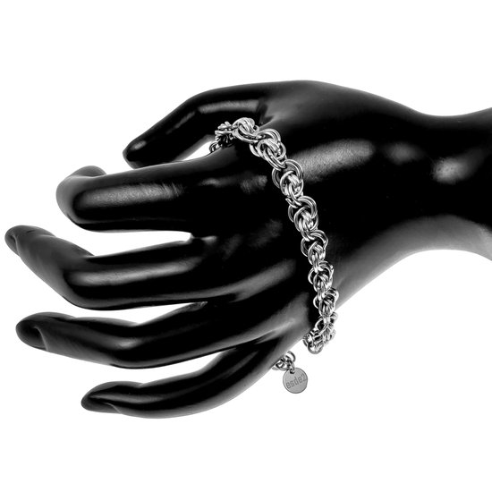 Armband Unisex - Gepolijst RVS Verweven Ringarmband - Exclusieve Armband Handgemaakt door esde2 - Verstelbaar 16cm tot 19cm