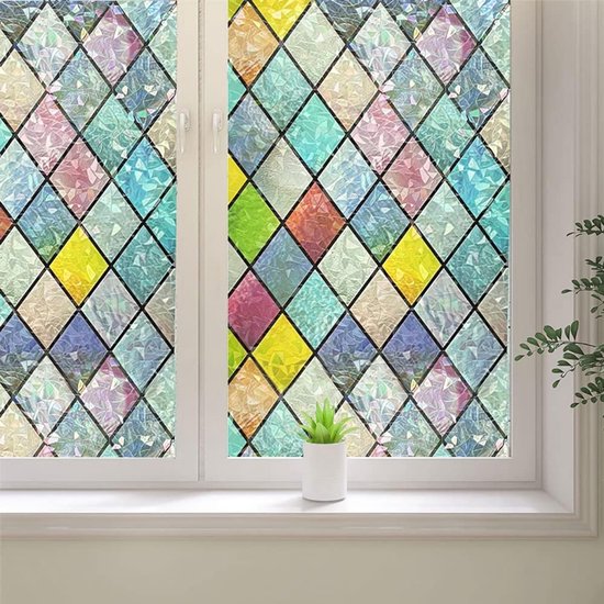 LEMON CLOUD Raamfolie ter bescherming van je privacy, gebrandschilderd glas zonder lijm, decoratieve afdekking met statische hechting, 3D-tulp (90 x 200 cm, grijs-zwart