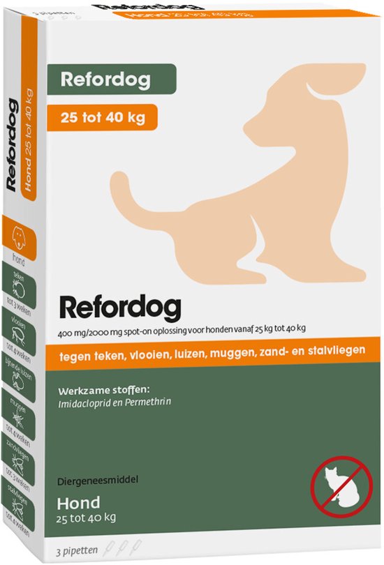 Tick Off Refordog Spot-on 400 mg 25 kg tot 40 kg - 3 stuks