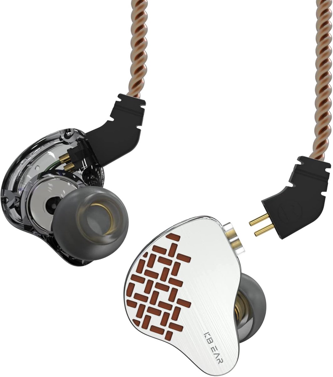 In-ear Hoofdtelefoon met HD-microfoon - Bekabelde HiFi Oordopjes voor Muziek en Oproepen (Bruin)