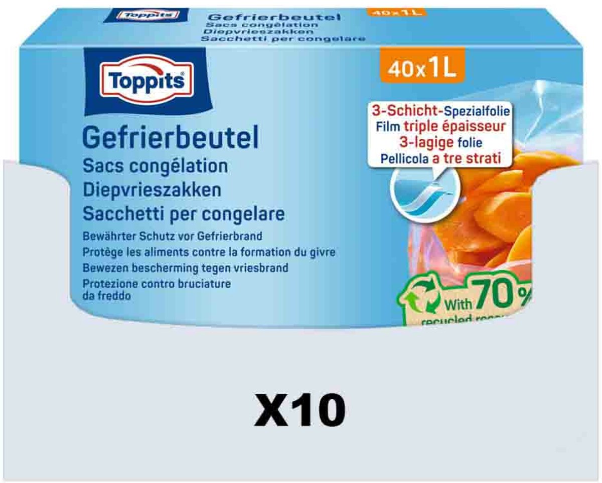 Toppits Diepvrieszakjes 1 liter - 10 x 40 stuks - Voordeelverpakking