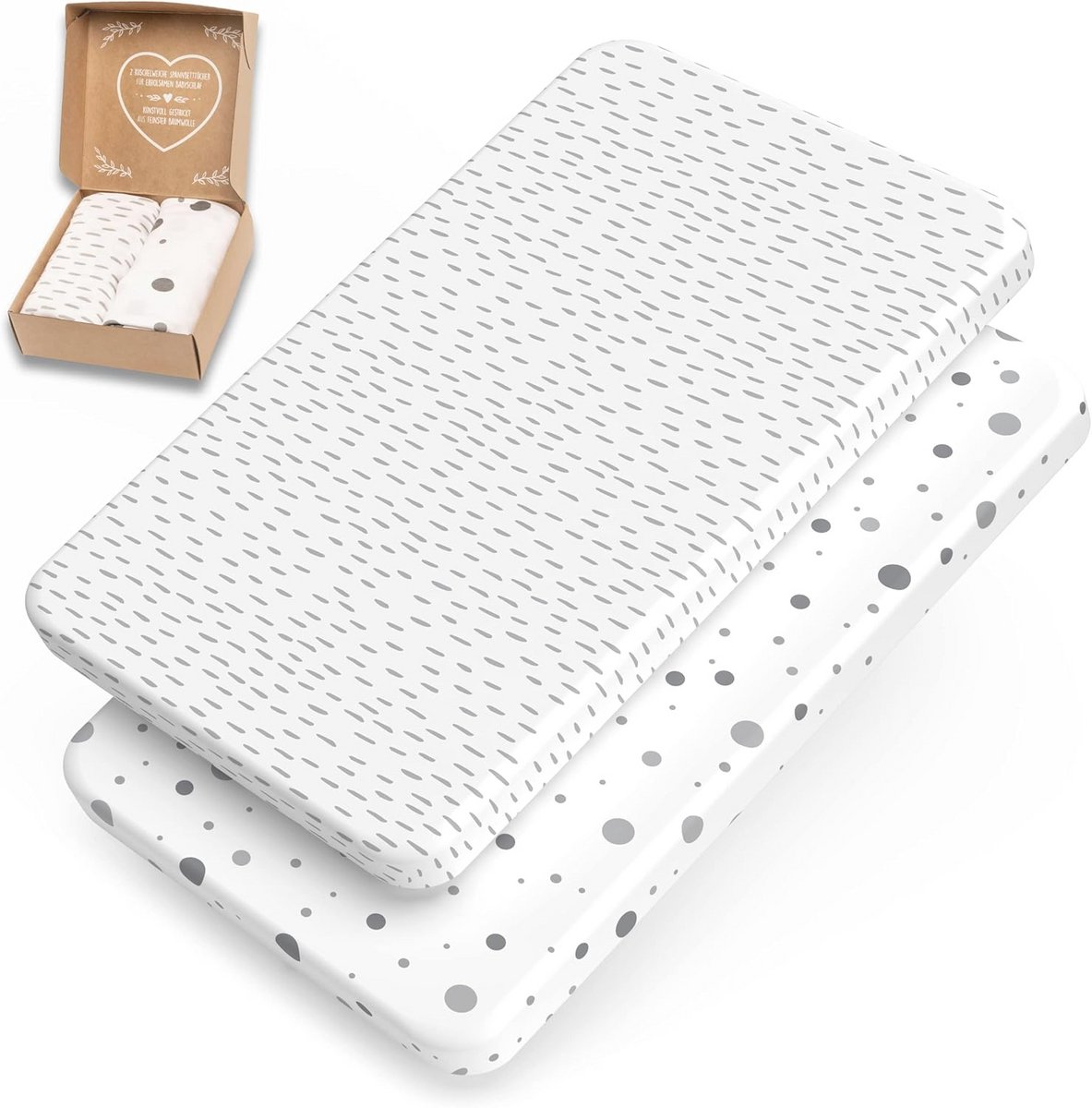 Hoeslaken voor Kinderwagen en Wieg - 100% Öko-Tex Katoen - Voor Diverse Afmetingen 80x53, 90x40, 90x45 cm