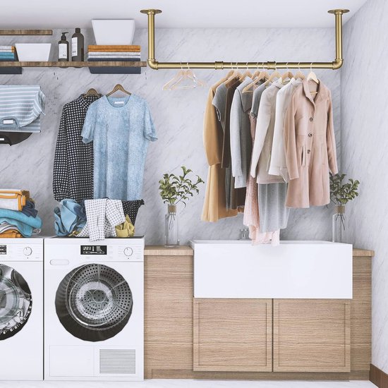 MIRA®Kledingstang Voor Aan De Muur - Kledingrek Muur - Gordijnroede MIRA®Kledingstang Voor Aan De Muur - Kledingrek Muur - Gordijnroede
