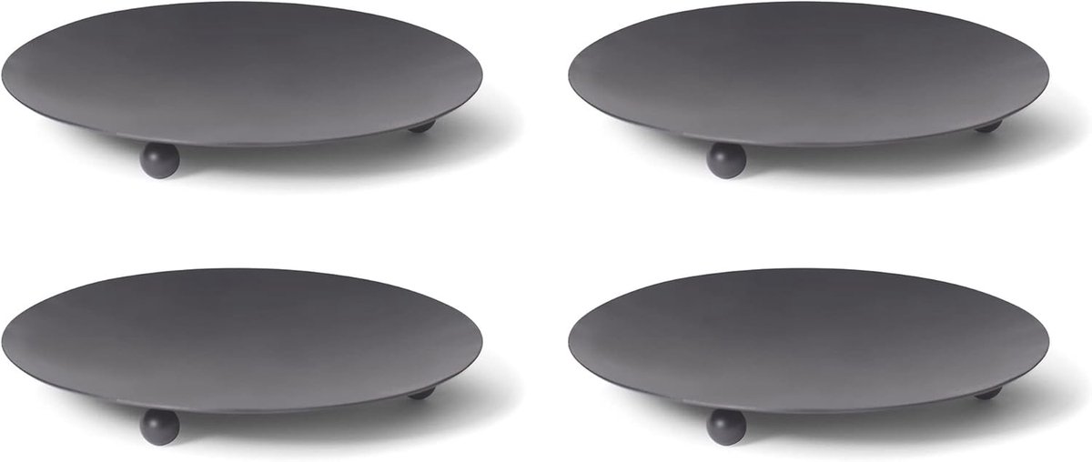 4x kaarsenhouders 3 voet ZWART 7,5 cm kaarsenplaat kaarsenhouder decoratief bord ronde tafeldecoratie voor pilaarkaarsen waxinelichtjes kaarspin metaal Kerstmis Adventskrans kaarsenhouder