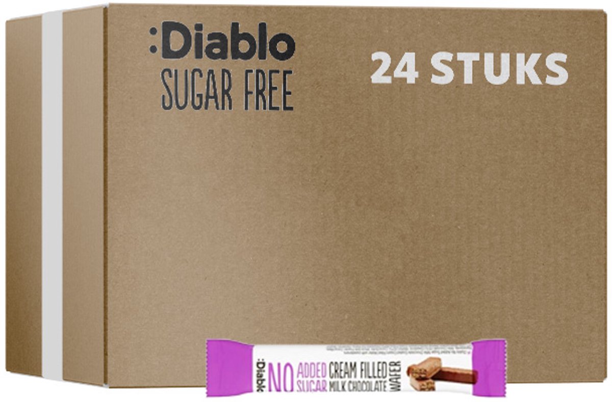 Diablo | No Added Sugar | Belgian Chocolate Covered Wafer | 30 Gram | 24 Stuks | 24 x 30 gram