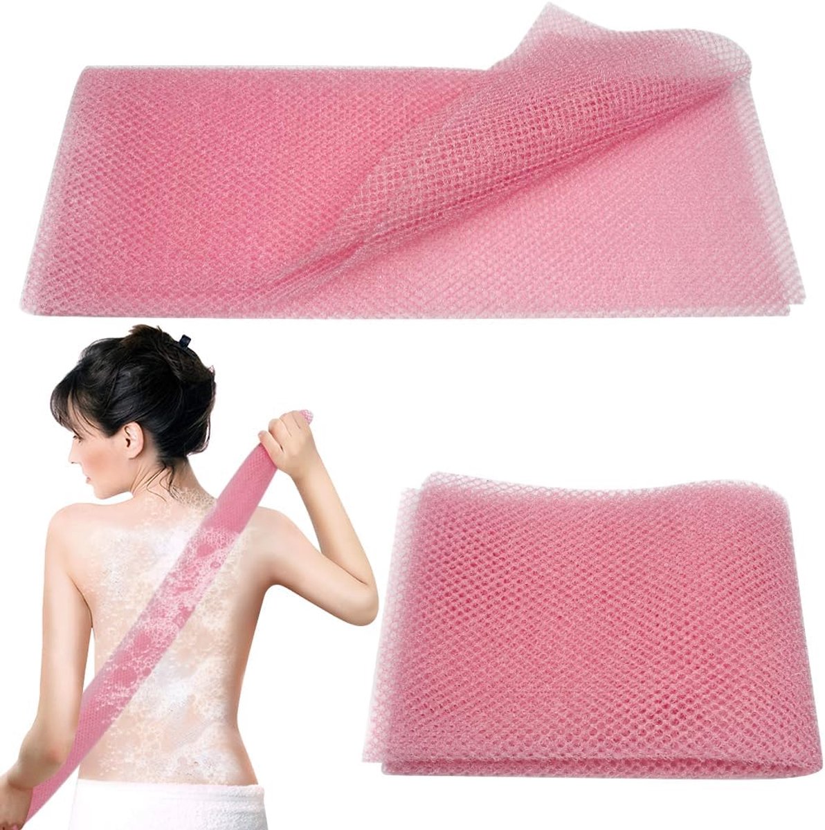 African net sponges-Exfoliërende netstructuur spons - 30X80cm - roze