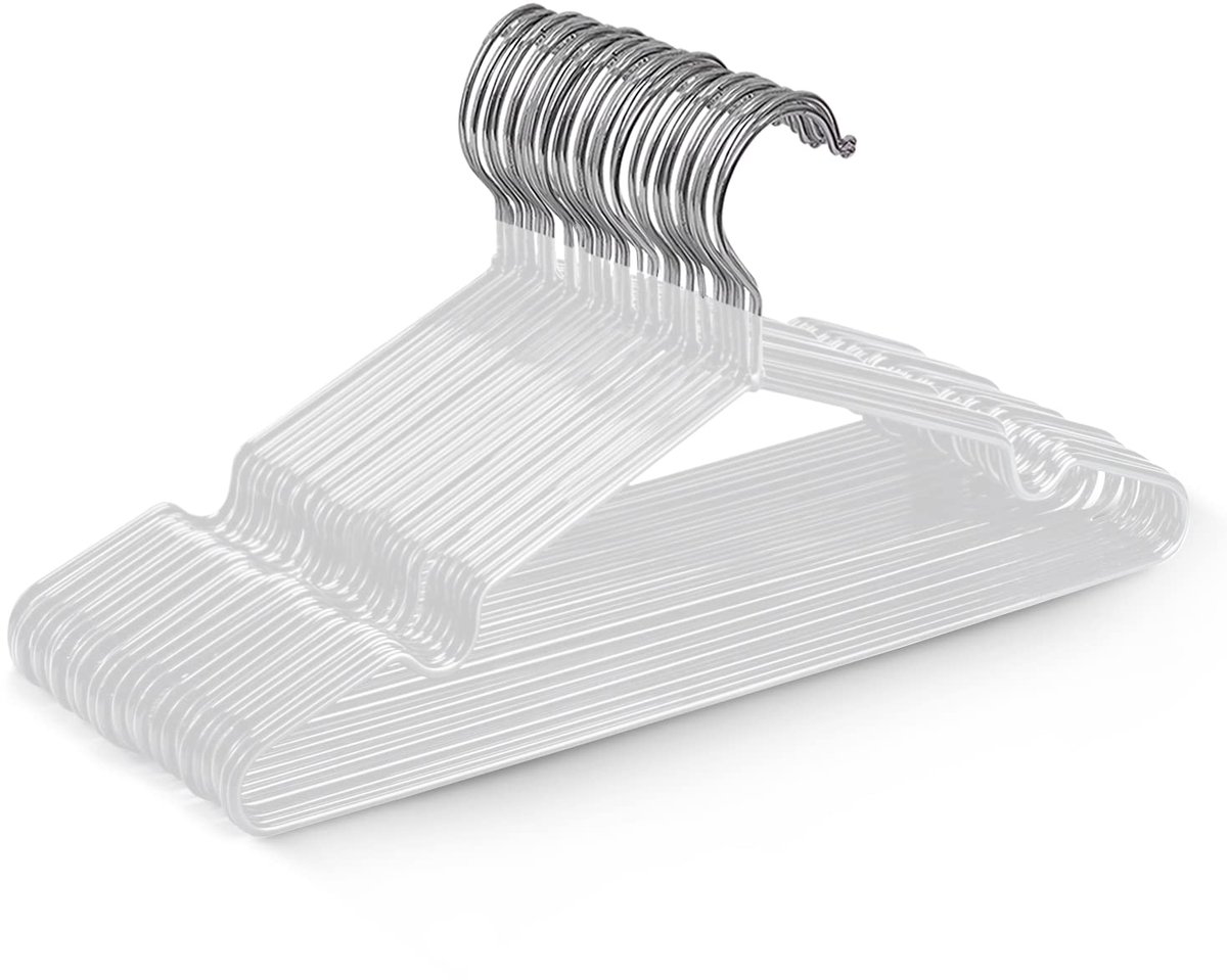 Ibenzoa® Ruimtebesparende Metalen Kleerhangers met Rubberen Coating, Set van 20 Stuks voor Georganiseerde Kledingkasten