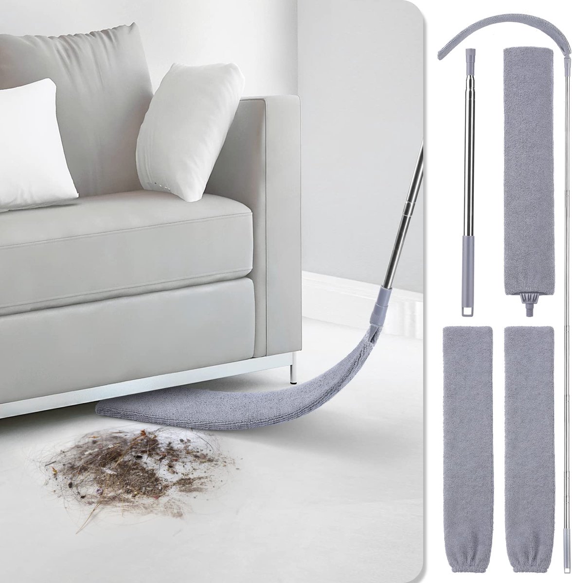 Ibenzoa® Intrekbare Microvezel Stofreiniger voor Moeilijk Bereikbare Plaatsen met Flexibele Kop