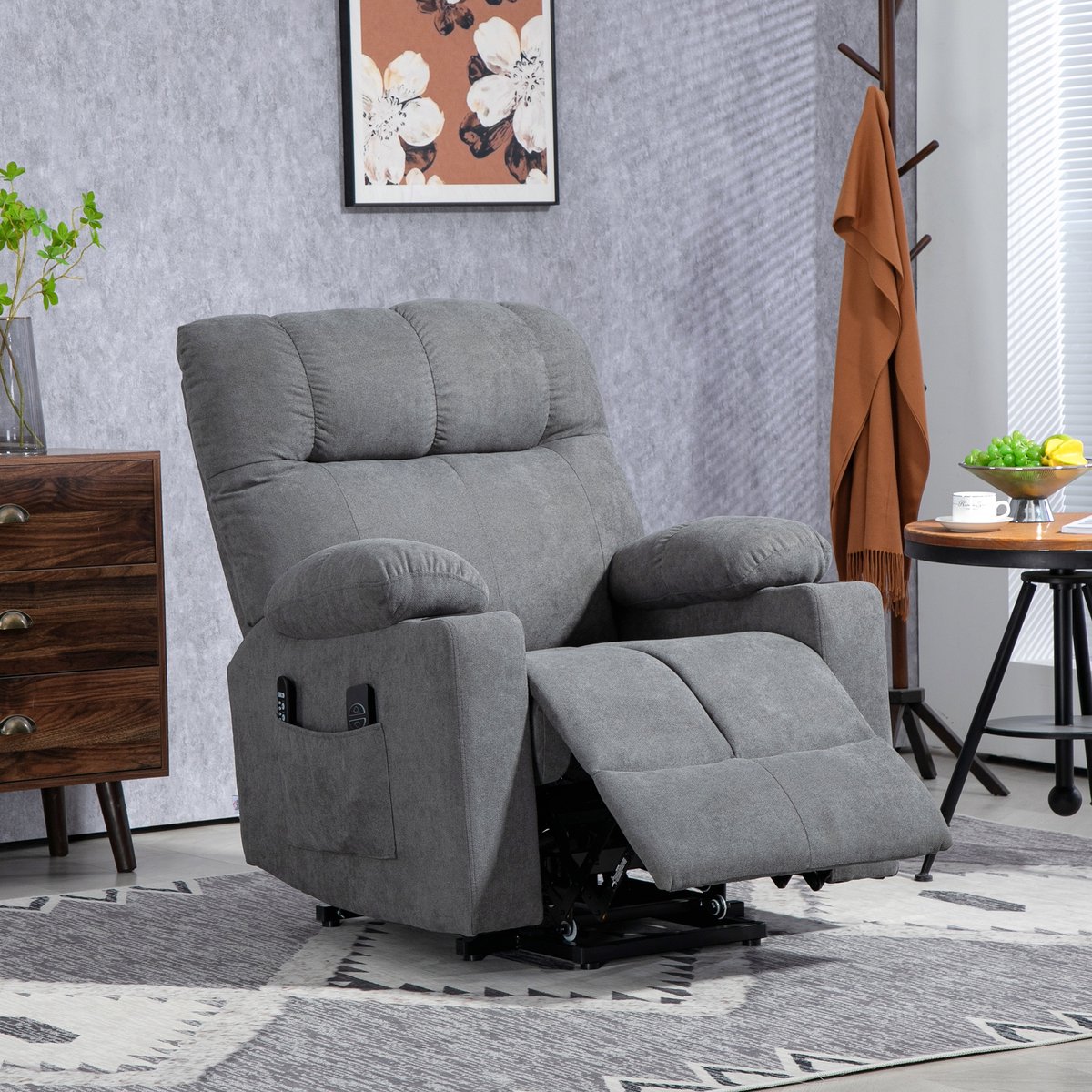 Afbeelding 3 van HOMCOM Fauteuil met Sta-op-functie en Massage Grijs