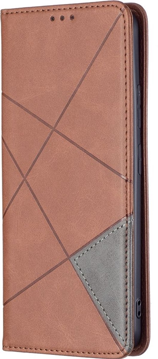 Mobigear Telefoonhoesje geschikt voor Xiaomi Redmi Note 11T Hoesje | Mobigear Rhombus Slim Bookcase | Pasjeshouder voor 2 Pasjes | Telefoonhoesje voor Pinpas / OV Kaart / Rijbewijs - Bruin
