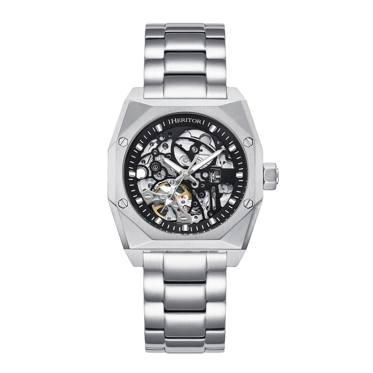 Heritor Automatic Elliott horloge met roestvrijstalen band - Zilver-Zwart-Zilver