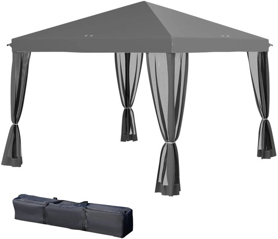 Pavillon de jardin - Gazebo - Tente de réception - Pavillon - Protection solaire - Grijs - 3 x 3 m