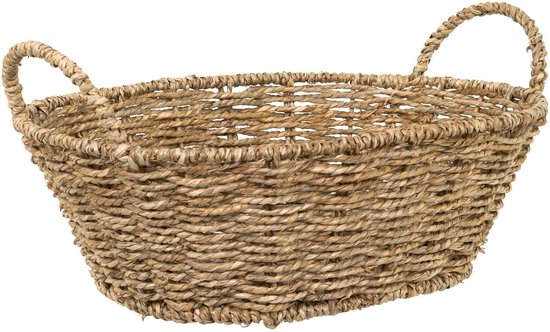 Panier de rangement/corbeille à pain HI - osier tressé - couleur naturelle - 32 x 23 x 10 cm