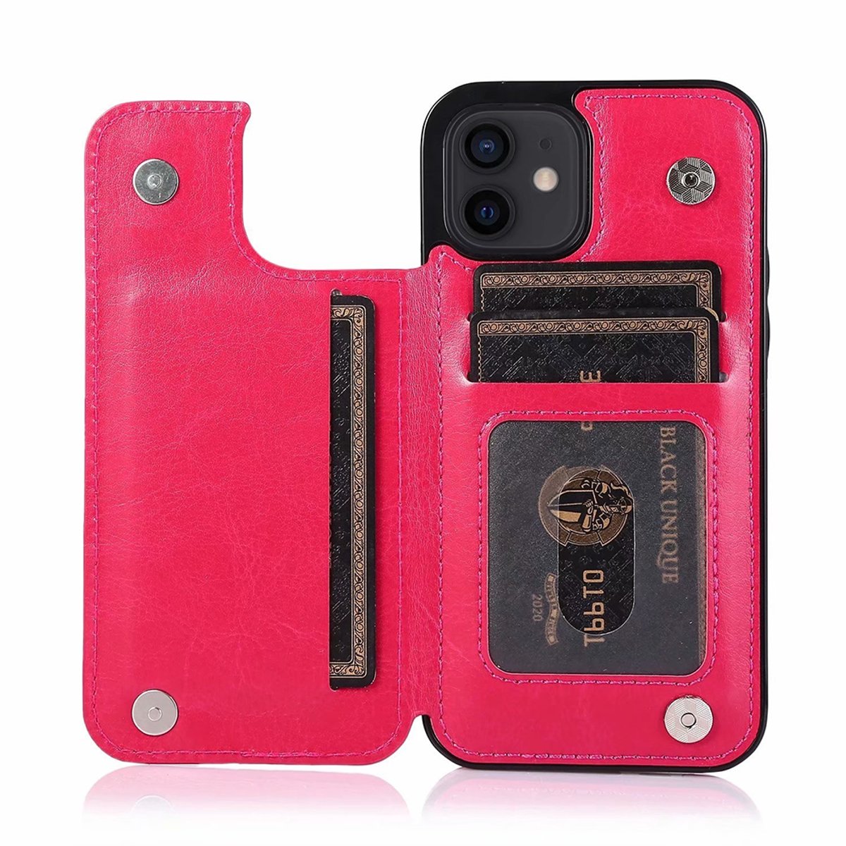 Hoesje geschikt voor iPhone 16e - Backcover - Pasjeshouder - Portemonnee - Kunstleer - Roze