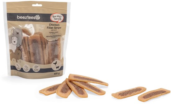 Beeztees Kipfilet Strips met lam - Hondensnack - 400 gr