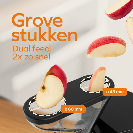 KitchenBrothers Slowjuicer - Juicer - Groenten en Fruitpers - 43 mm en 60 mm invoer - 400 ml - Zwart van KitchenBrothers — afbeelding 4