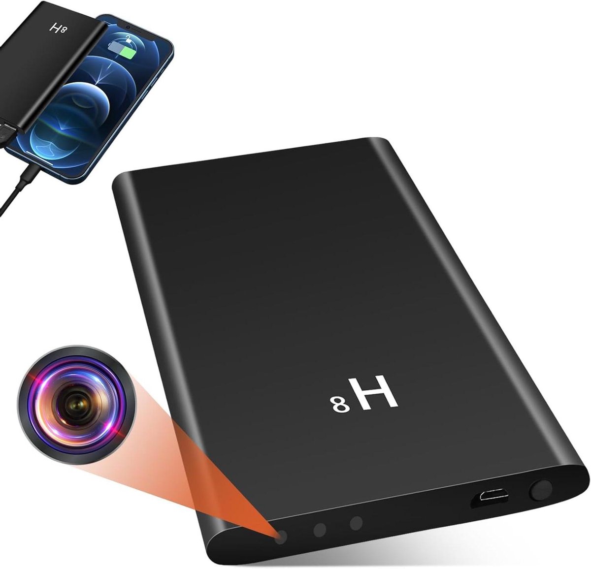 5000mAh Mini Verborgen Camera Power Bank - 20 Uur Opname - 1080P HD - Nachtzicht - Bewegingsdetector
