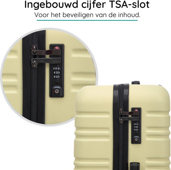 BlockTravel® Reiskoffer Groot 74L - Harde Koffer met TSA-slot - 4 Spinner Wielen - Lichtgewicht Koffer Groot 4 Wielen - Ruimbagage Koffer - Valies Grote Koffer - Koffer Large - 72cm - Licht geel