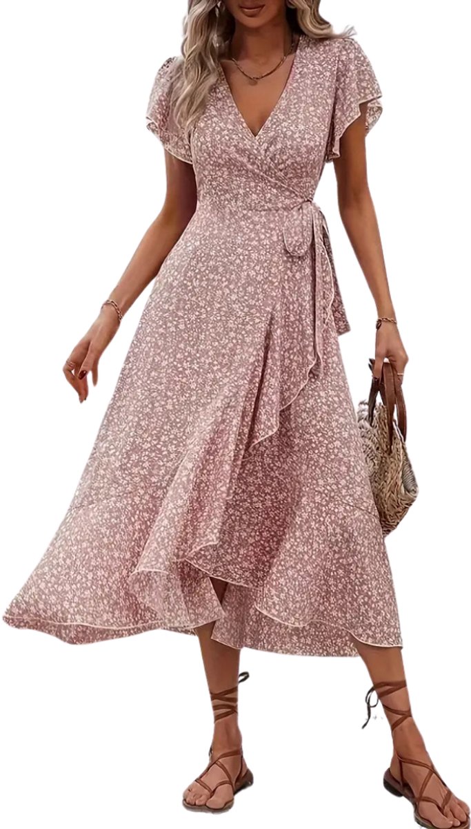Livano Zomerjurk Dames Zomerjurken Volwassen Jurk Ibiza Stijl Sundress Roze
