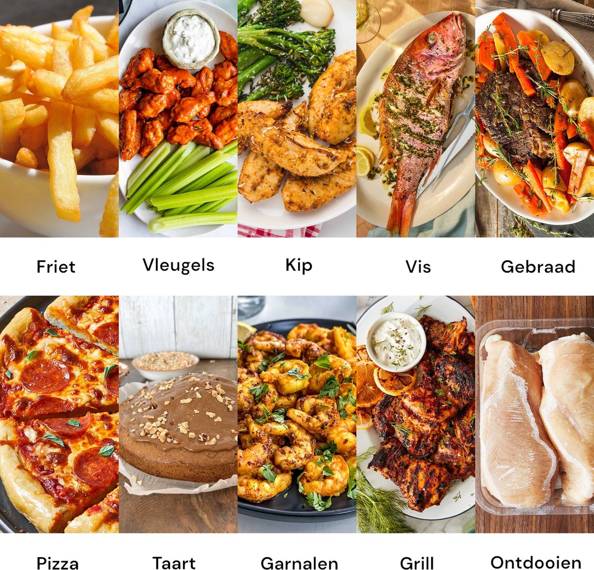 Afbeelding 3 van Royal Swiss® Dubbele Airfryer 12L – Airfryer Dubbele Mand – 10 Programma’s – 2800W – Gezond Koken – RVS Heteluchtfriteuse