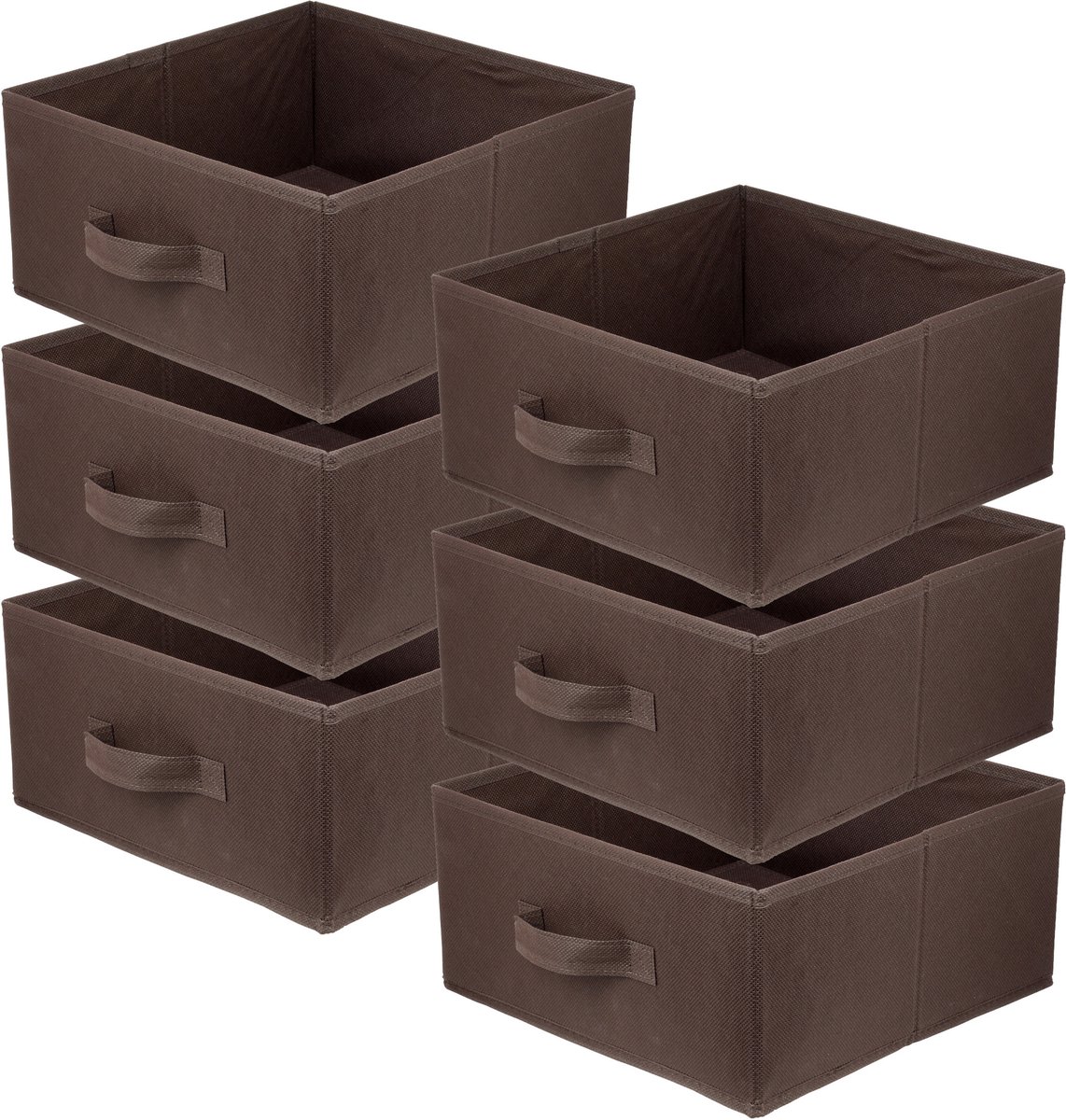 LAVITA® Opbergmand Textiel - 31x31x15 Donkerbruin 6 Stuks - Opbergbox Kast Organizer Opbergdoos - Kastlade Verdeler Voor Kleding Ondergoed Badkamer Kledingkast - Vouwdoos Stoffen Doos Opbergdozen