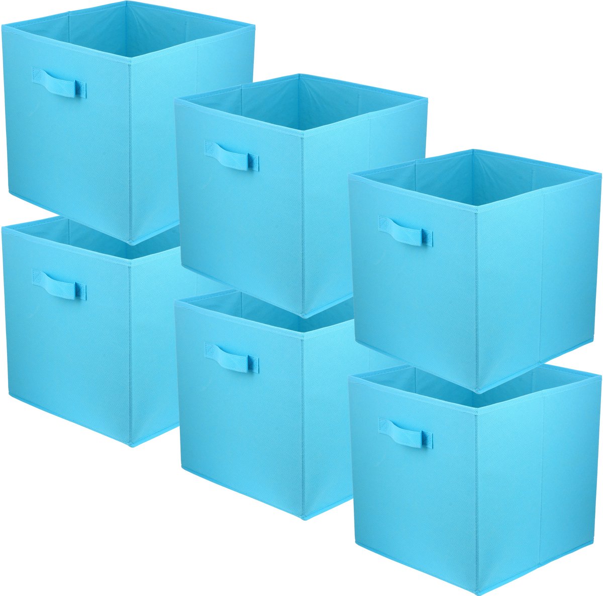 LAVITA® Opbergmand Textiel - 31x31x31 Turquoise 6 Stuks - Opbergbox Kast Organizer Opbergdoos - Kastlade Verdeler Voor Kleding Ondergoed Badkamer Kledingkast - Vouwdoos Stoffen Doos Opbergdozen