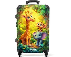 NoBoringSuitcases.com NoBoringSuitcases.com® - Kinderkoffer - Kindertrolley jongen en meisje - Giraf, olifant en aapje in het bos - Koffer kind groot - 20 kg bagage