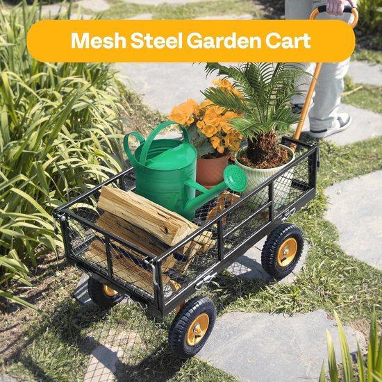 Multifunctionele Tuinwagen tot 250 kg met 8 Inch Luchtbanden en Draaibare Handgreep van Kinzo — afbeelding 2