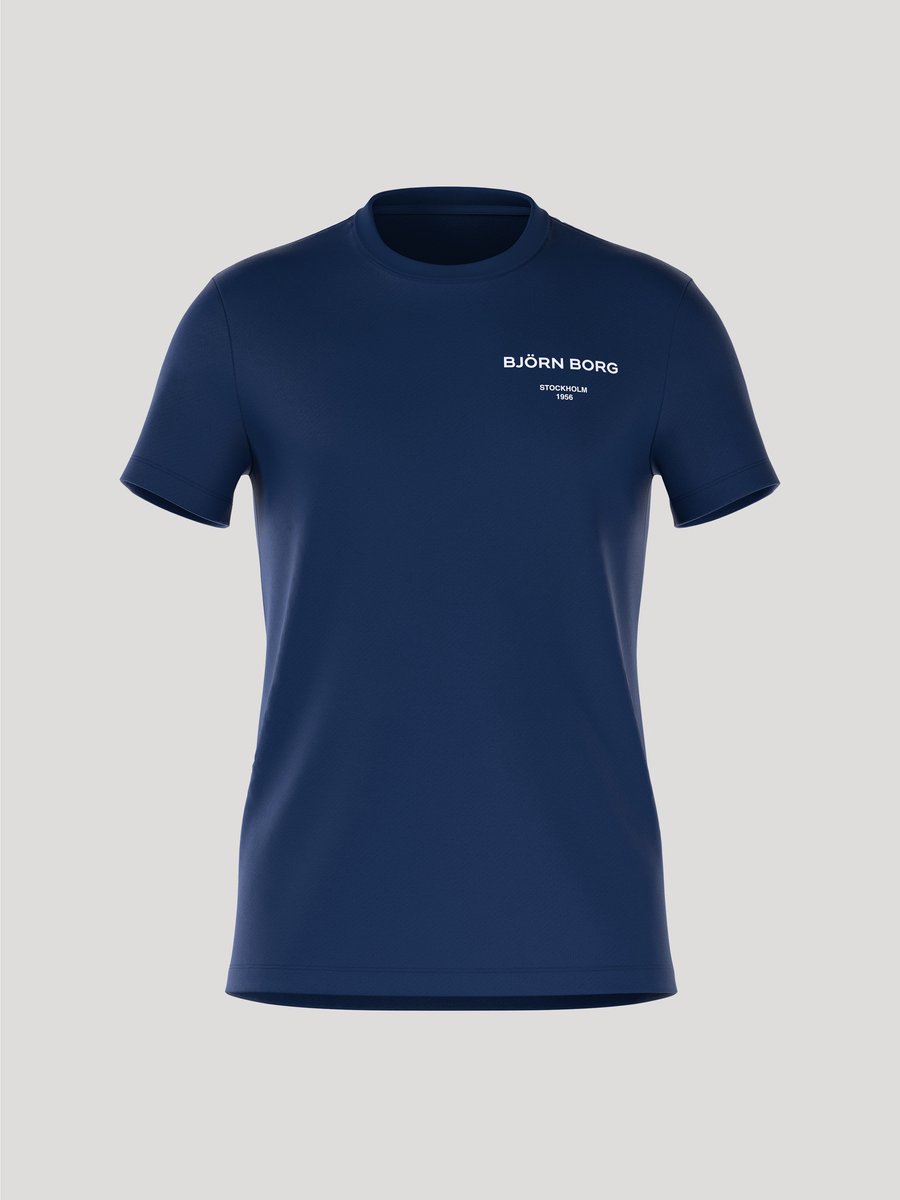 Björn Borg Essential 1 T-shirt Heren Blauw 25 100 % Katoen - Sportshirt Mannen - Maat XL