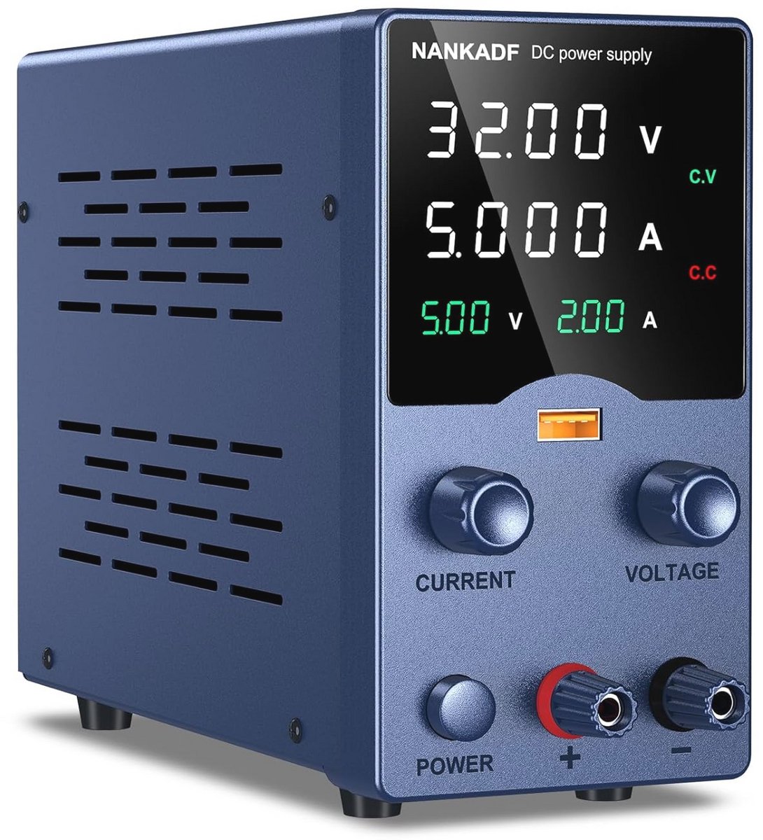 Instelbare DC-voeding tot 30V 5A met USB-snellaadfunctie