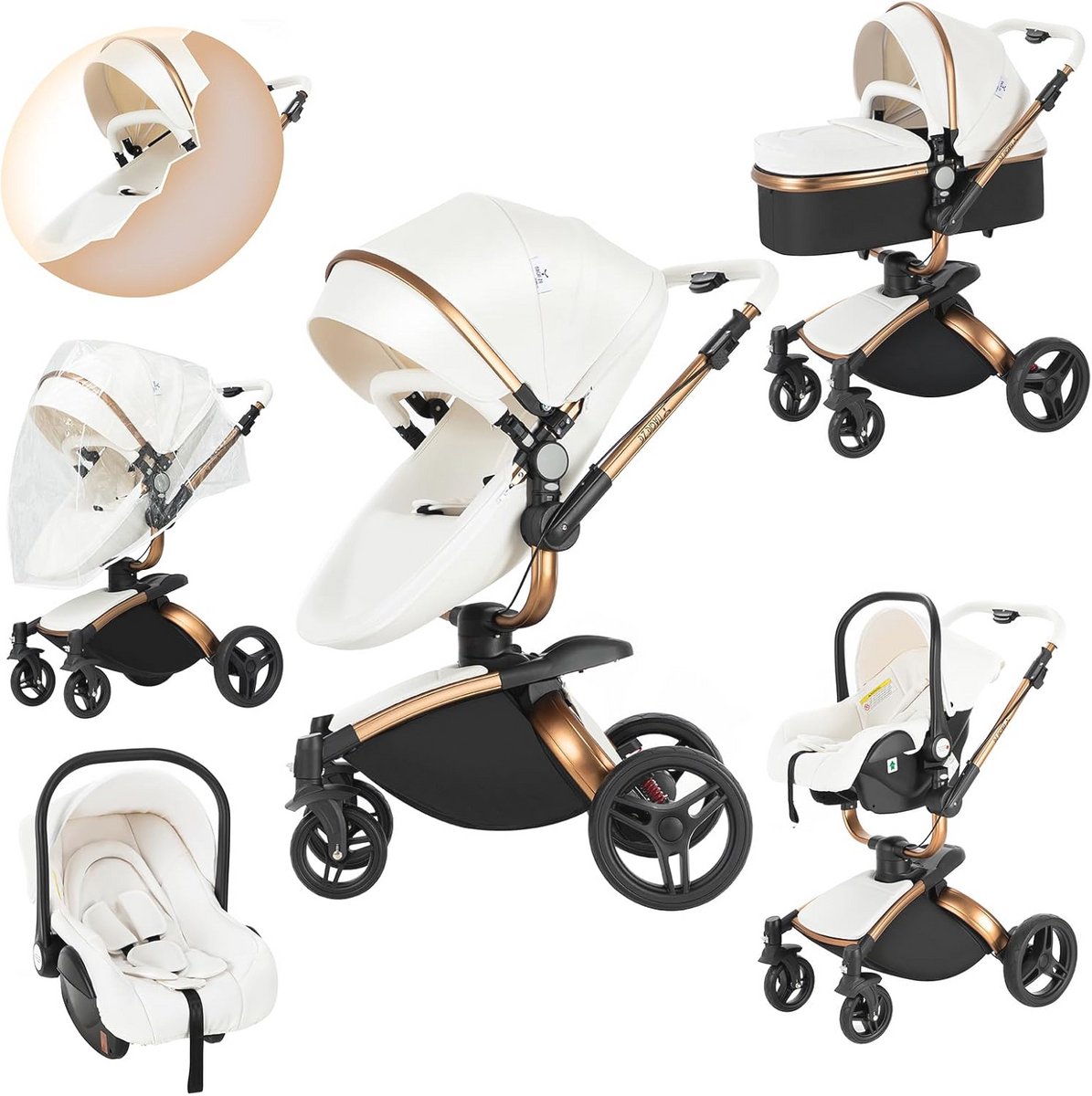 Image of 3-in-1 Kinderwagen met Verstelbare Zitting en 360° Rotatie