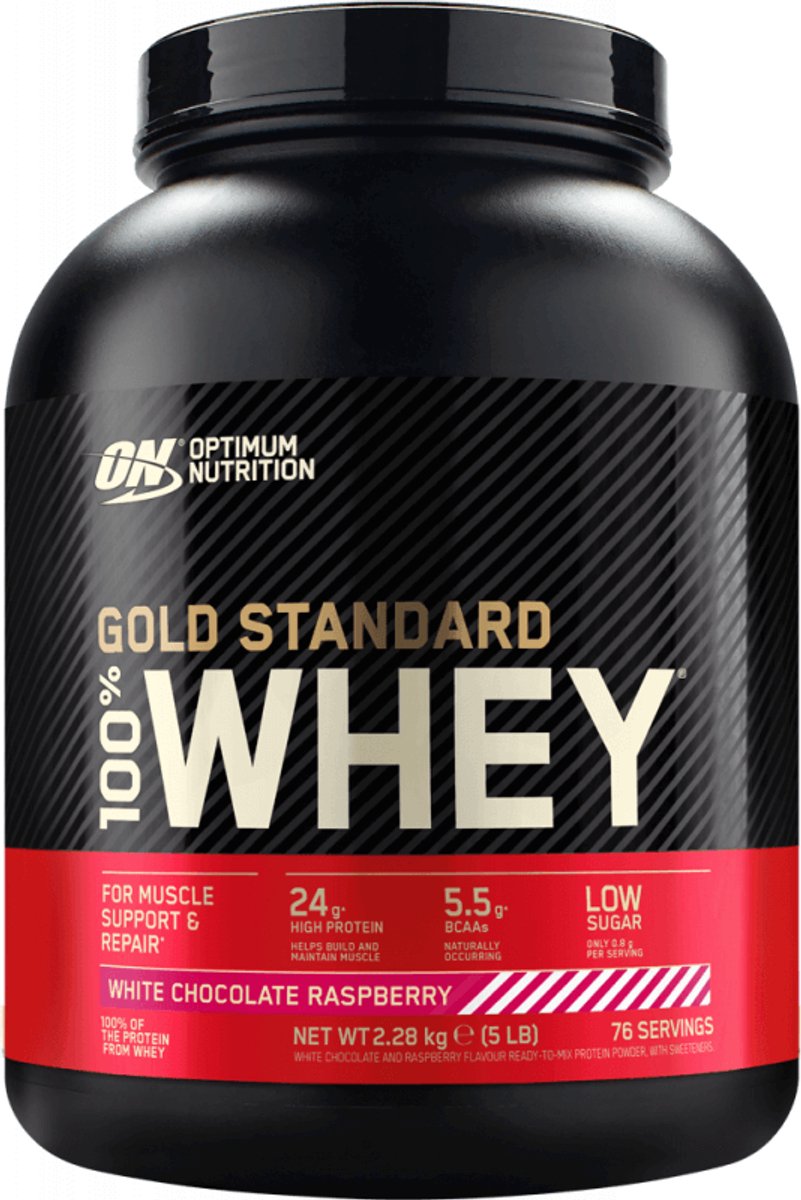 Goedkoopste Optimum Nutrition Gold Standard 100 Whey Protein - White Chocolate Raspberry - Proteine Poeder - Eiwitshake - 71 doseringen (2270 gram