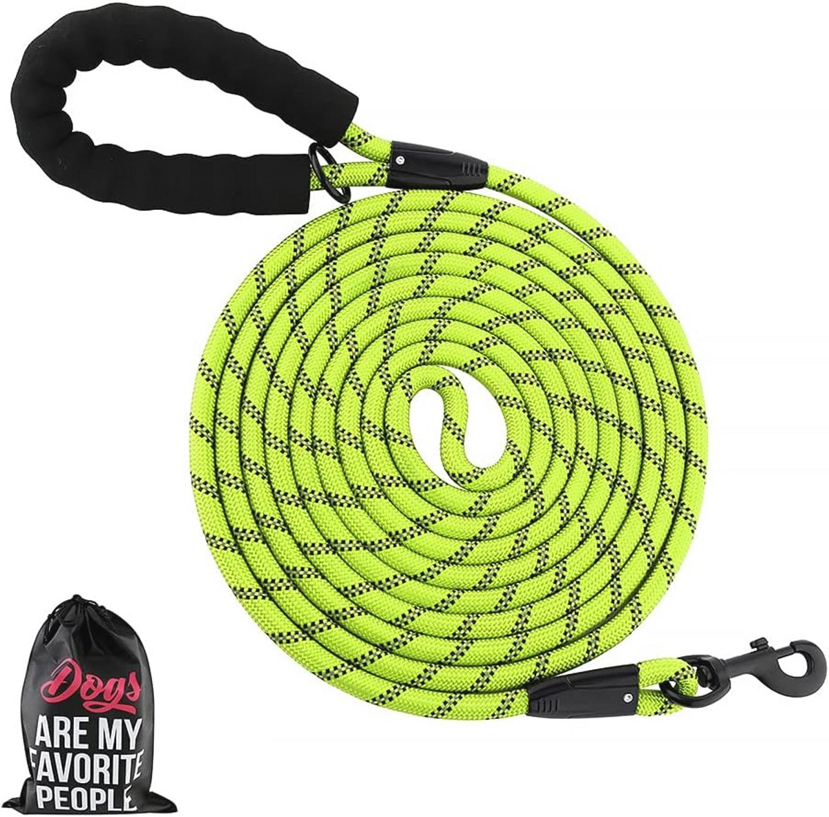 Hondenriem met Lange Touw en Gevoerd Handvat – Reflecterend Nylon, Zware Belastbaarheid, 4,5 m tot 20 m