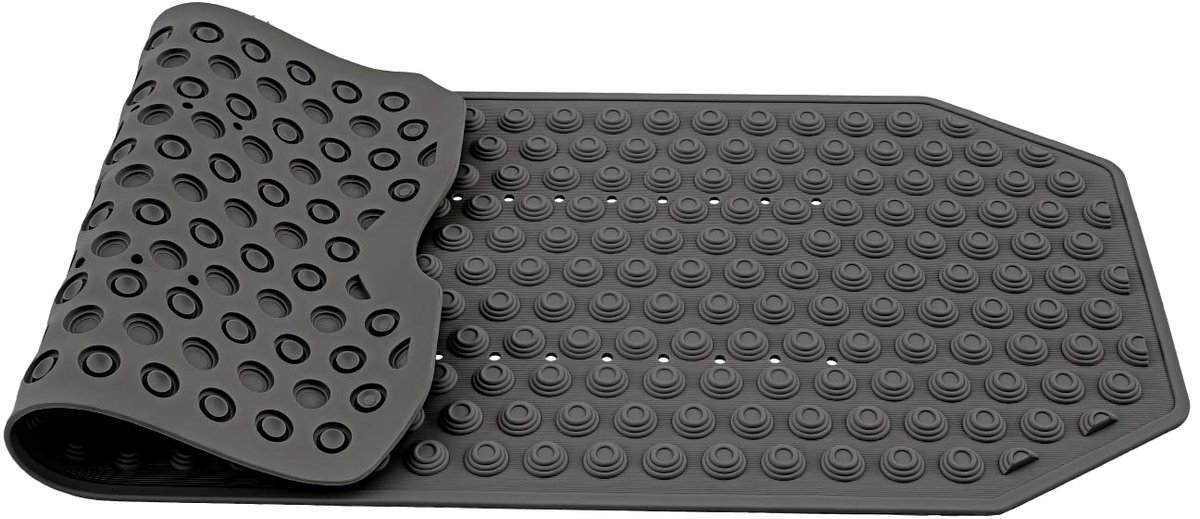 Ibenzoa® Antislip Badmat voor Veilig Douchen en Baden, Extra Lang, BPA-vrij, Geschikt voor Alle Leeftijden, Zwart