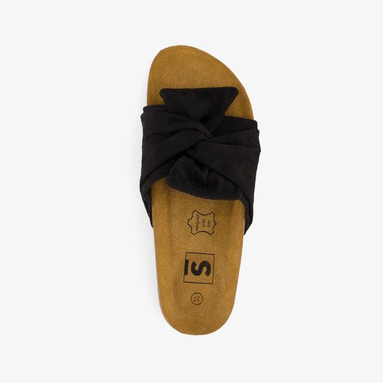 Dames bio slippers zwart met strik Maat 42 bol