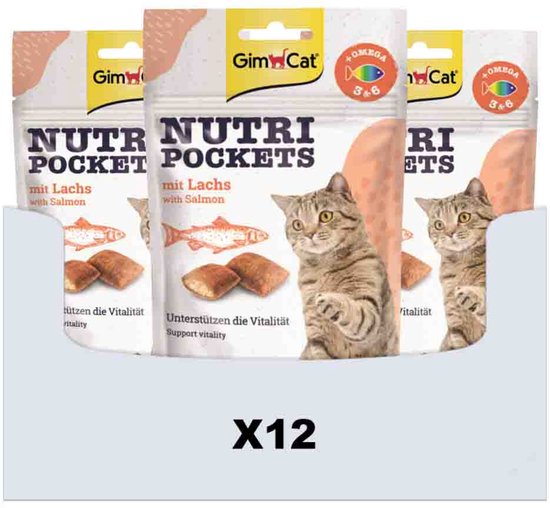 GimCat Nutri Pockets Zalm - 12 x 60 gr - Voordeelverpakking