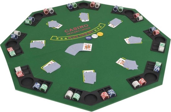 Gooey reputatie Allerlei soorten vidaXL Poker tafelblad voor 8 spelers 2-voudig inklapbaar groen | bol.com